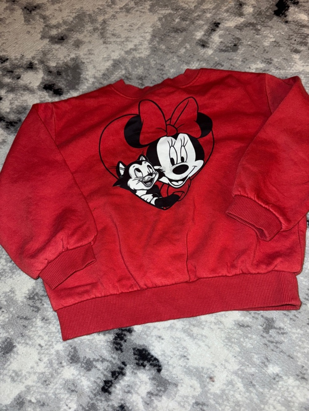 Disney Red Minnie Mouse Sweatshirt with Figaro Graphic